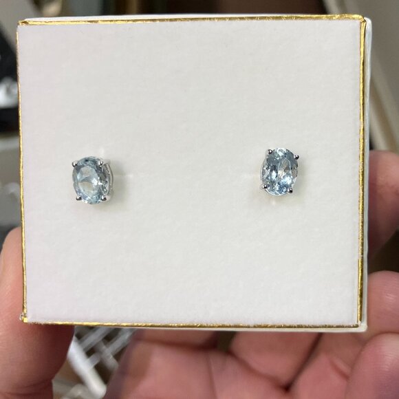 Aquamarine White Gold Earrings - Picture 3 of 5